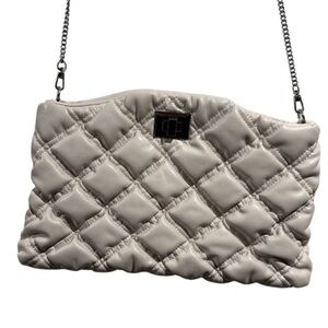 INC purse Cream bone Crossbody Bag Quilted Texture and Chain Strap NWT